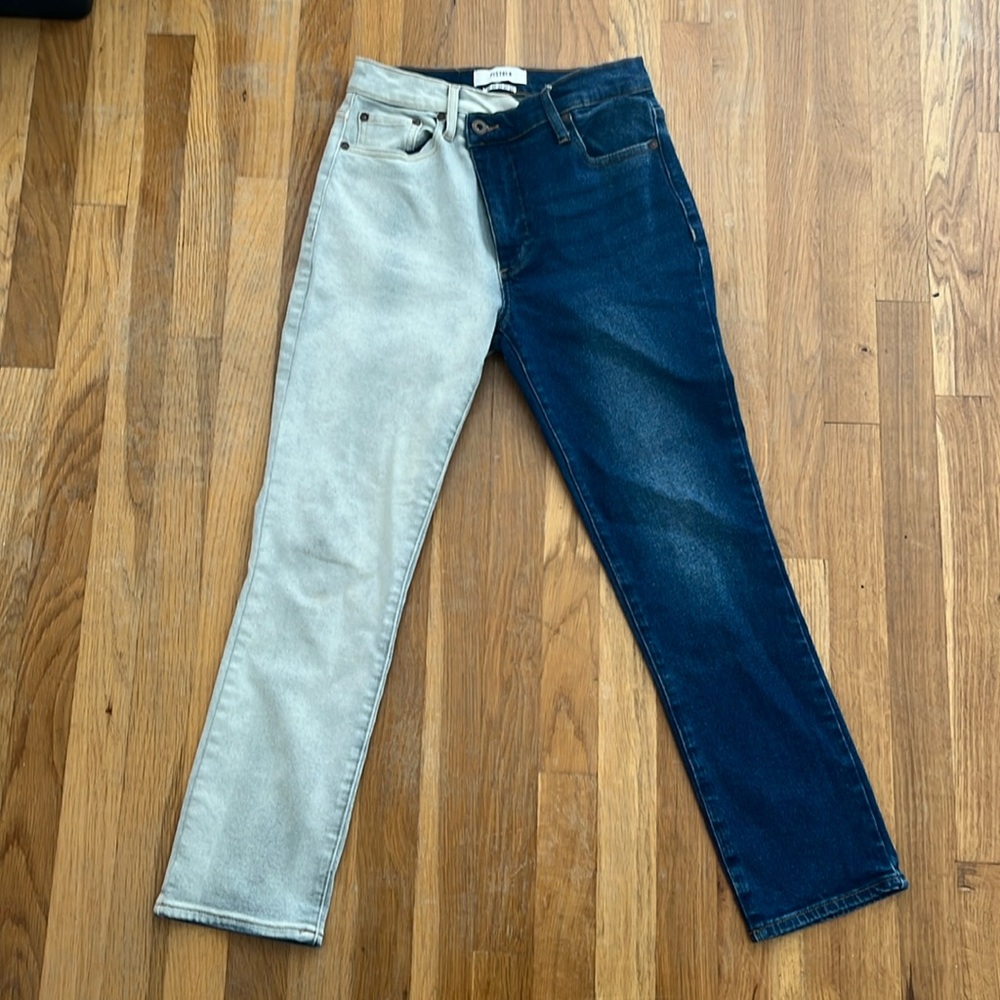 PISTOLA Two-Tone Blue Denim Asymmetric Jeans - Size 27
